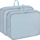 2 Set Compression Packing Cubes for Travel, Expandable Luggage Organizers Bag, Large Compression Cubes for Packing, Travel Accessories for Suitcase Organizer Bags Set (Light Blue)