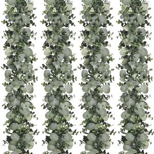 Dolicer 4 Packs 6FT Artificial Eucalyptus Garland, Faux Greenery Garland Hanging Fake Silver Dollar Eucalyptus Leaves Vines for Wedding Backdrop Arch Table Wall Party Home Decor