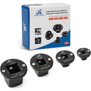 Socket Set Adapter,Low Profile Impact Socket Set Works with Impact Wrench，Torque Wrench，Electric Ratchet，Designed for Confined Space，3/8" to 1/2", 1/4" to 3/8", 3/4" to 1", 1/2" to 3/4", 4PC