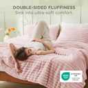 Bedsure King Comforter - GentleSoft 3 Pieces Double-Side Fleece Fluffy Pink Comforter Set, Cozy Striped Room Decor Aesthetic, Luxury King Size Bedding with 2 Pillowcases, 104x90 Inches