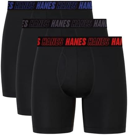 Hanes Men's Moves Anti-Chafe Underwear Boxer Briefs Pack, Total Support Pouch, Cooling (Trunks Avail) Size XL