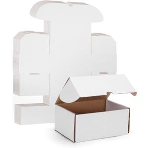 WIFTREY 7x5x3 inches White Shipping Boxes Set of 25, Corrugated Cardboard Boxes 7 x 5 x 3 for Shipping Small Business, Literature Mailer Box, Packaging Supplies