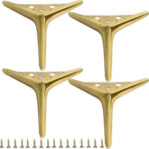 6 inch/15cm Brushed Gold Metal Furniture Legs Set of 4, Modern Style Furniture Legs, DIY Replacement for TV Stand, Sofa, Chair, Cabinet Cupboard