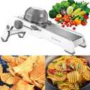 24-In-1 Mandoline Slicer for Kitchen with Waffle Fry Cutter Blade, Adjustable Kitchen Mandoline Slicer, Food Chopper, Safe Mandoline Food Slicer, Mandolin with Waffle Fry Cutter-Grey