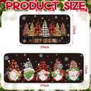 Christmas Kitchen Rugs Sets of 2 Santa Claus Snow Gnome Non Slip Floor Mat Low Profile Plaid Winter Decorative Christmas Rug for Indoor Home Decorations, 17x29 and 17x47 Inch (Tree)