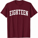 Eighteen Minimalist 18th Birthday Design 18-Year-Old T-Shirt, Size 2Xl