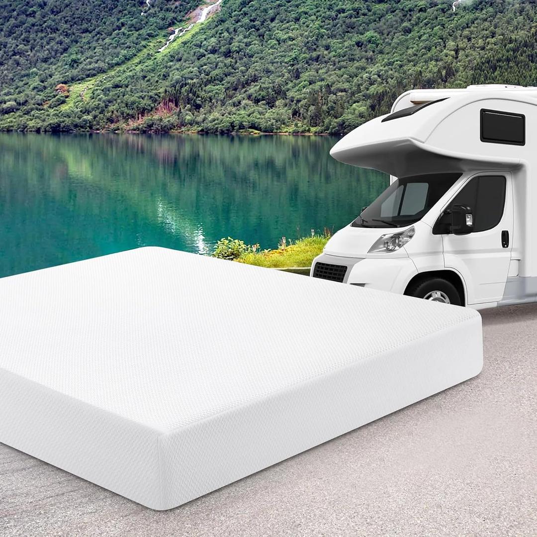WEUP 10 Inch Short King RV Mattress with Tencel Cover, Premier Cooling Green Tea/Gel Memory Foam Mattresses in Box for Camper/Truck/Trailer, Firm Bed-Mattress for Back Pain, CertiPUR-US, 75'' x 72''