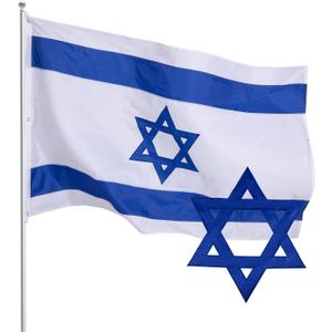 Israel Flag 5x8 FT Embroidered Heavy Duty Outdoor Israeli National Flag Sewn Stripes Premium Nylon Brass Grommets Weather Resistant Durable for All Seasons Indoor/Outdoor Display