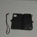 Defencase Compatible with iPhone 14 Case Wallet with RFID Blocking Card Holder for Women and Men, Fashion PU Leather Magnetic Snap Flip Zipper Strap Wallet Phone Case Fit for iPhone 14 6.1", Black