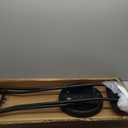 H HOMEWINS Cushioned Padded Folding Stool,1PCS 23.6-Inch Counter Height Bar Stool,Portable Folding Stool with Handle for Fishing Hiking Gardening Travel BBQ (Black)