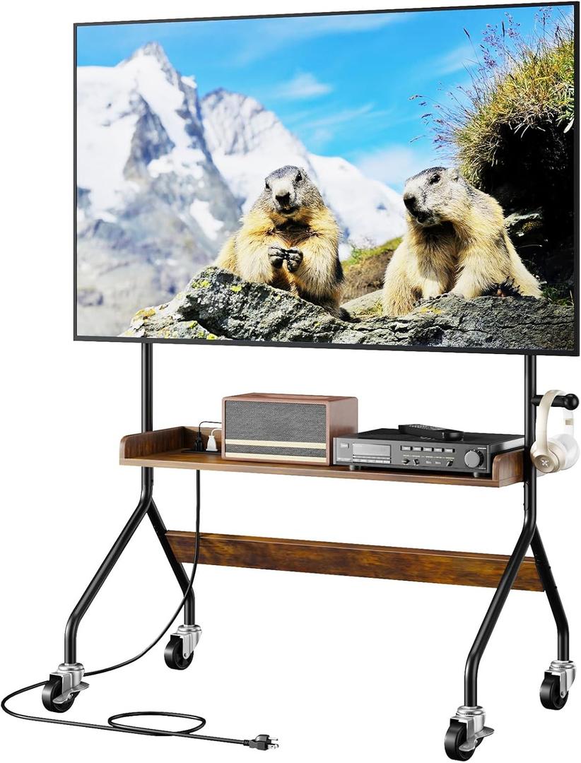 Rolling TV Stand with Power Outlet for 32-75 Inch TV - V1