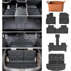 PROSHEVE Floor Mats for Ford Explorer 2020-2026 6 Passenger, Custom Fit All Weather TPE Floor Mats & Cargo Liner with Backrest Mat, Waterproof Anti-Slip Accessories