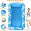 Inflatable Tanning Pool Lounger Float with Sprinkler, 77" x 48" Pool Floats Adult with Pillow, 6 in 1 Suntan Tub Raft Floatie with Drink Holder Sunbathing Water Lounge