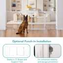 No Pawblems Free Standing Dog Gate with Door, 36'' Tall Foldable Dog Fence for Indoor & Outdoor, Up to 156 Inch Extra Wide Christmas Tree Fence, Hallways, Doorways, Deck, Yard (White, 6 Panels)