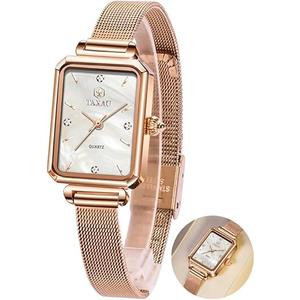 Women's Square Watch Mesh Bracelet Stainless Steel Rectangular Dress Watches for Women Fashion Business Analog Quartz Ladies Small Wrist Watch