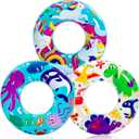 JOYIN Pack of 3 Pool Floats, Pool Tube for Kids Swim Rings Inflatable Tubes, Unicorn Sea Animal Tubes Floatie Ring Water Toys for Swimming, Summer Beach Party
