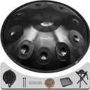 "SINGOFIRE" 10-Notes Handpan Drum, Handpan Drums for Adults, 22-Inch 440Hz D Minor Kurd, HandPan Instrument with Soft Handpan Bag, 2 Mallets, Handpan Stand and Dust-Free Cloth(Black)