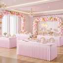 6ft Pink Spandex Tablecloths for Rectangle Tables Wrinkle Free Pink Table Cloth Rectangle Stretch Fitted Table Cover with Skirt for Baby Shower Girl Birthday Party Wedding Banquet Buffet Event