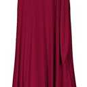 Women's 3/4 Sleeve Deep V-Neck Maxi Faux Wrap Solid Plus Size Dress, Size L