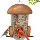LONA Bird Feeders for Outdoors Hanging  3 Separate Compartments, 3 Feeding Ports, Weatherproof Dome & 3 Ways to Hang, Large Capacity for Cardinals/Finches (BrownPlus (MAX)