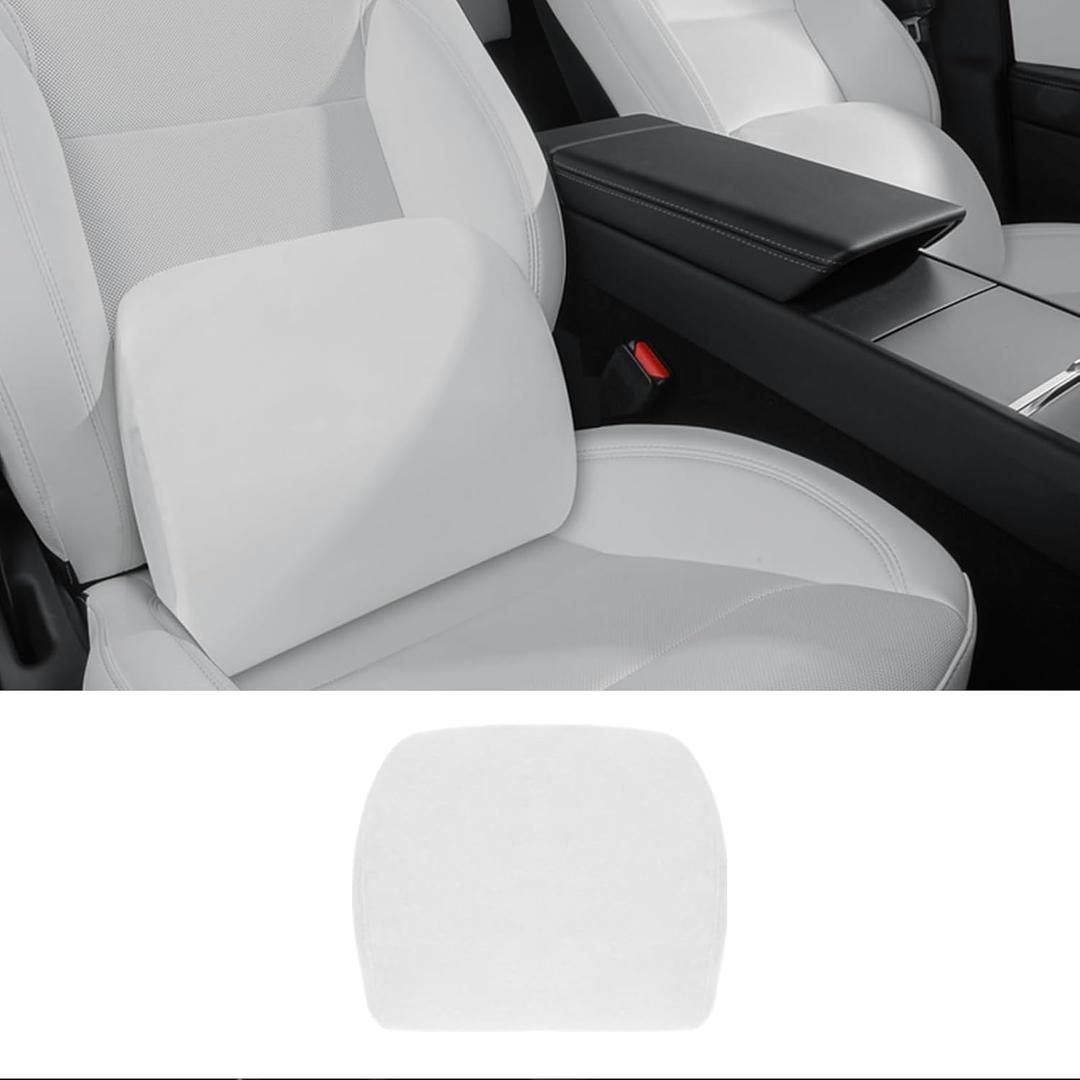 TOPABYTE Lumbar Support Pillow for Tesla Model Y Juniper Model 3 Highland Model S/X Cybertruck, Back Cushion for Driving Seat, Lower Back Support Pillow for Office Chair (White, 1PC)
