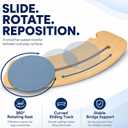 Patient Transfer Board with 360° Sliding Seat, Patient Slide Assist Device with PU Pad for Wheelchair to Bed, Chair, Toilet or Car Transfers, Plywood Mobility Aid, 440 lb Capacity, 32" x 10" x 0.7"