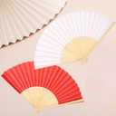 2 x GLEAVI Fabric Folding Fan 6Pcs Set Chinese Style Silk Cloth Hand Fans for Women Lightweight Decorative Hand Fans for Summer Weddings Parties Home Decor 15X8 Inches