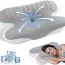 JINXIA Cervical Neck Pillow Memory Foam Pillows for Sleeping,Ergonomic Orthopedic Neck Support Pillow,Cooling Pillow with Removable Pillowcase for Side,Back, Stomach Sleepers,Light Gray