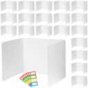 Classroom Privacy Boards for Student Desks Plastic Folders Shields Test Dividers with 40 Pieces Colorful Name Labels for School Study Reduces Distractions 14 x 17.5 x 14 Inch, White (30 Pieces)