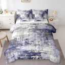 Erosebridal Watercolor Ombre Comforter Set 7 Pcs, Modern Abstract Bedding Set for Girls Boys Kids Teens, Lavender Grey Tie Dye Batik Bed in A Bag, Gradient Grunge Art Bed Sheets (Lavender Grey, Full)