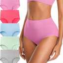 Womens Mid High Waisted Cotton Underwear Breathable Briefs Panties 5 Pack 3XL