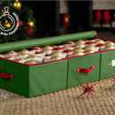 ZOBER Underbed Christmas Ornament Storage Box - Stores 72 Large 4" Ornaments, With Dividers - Tear Proof 600D Oxford Fabric, Ornament Organizer Storage Box, Durable Christmas Containers Holder - Green