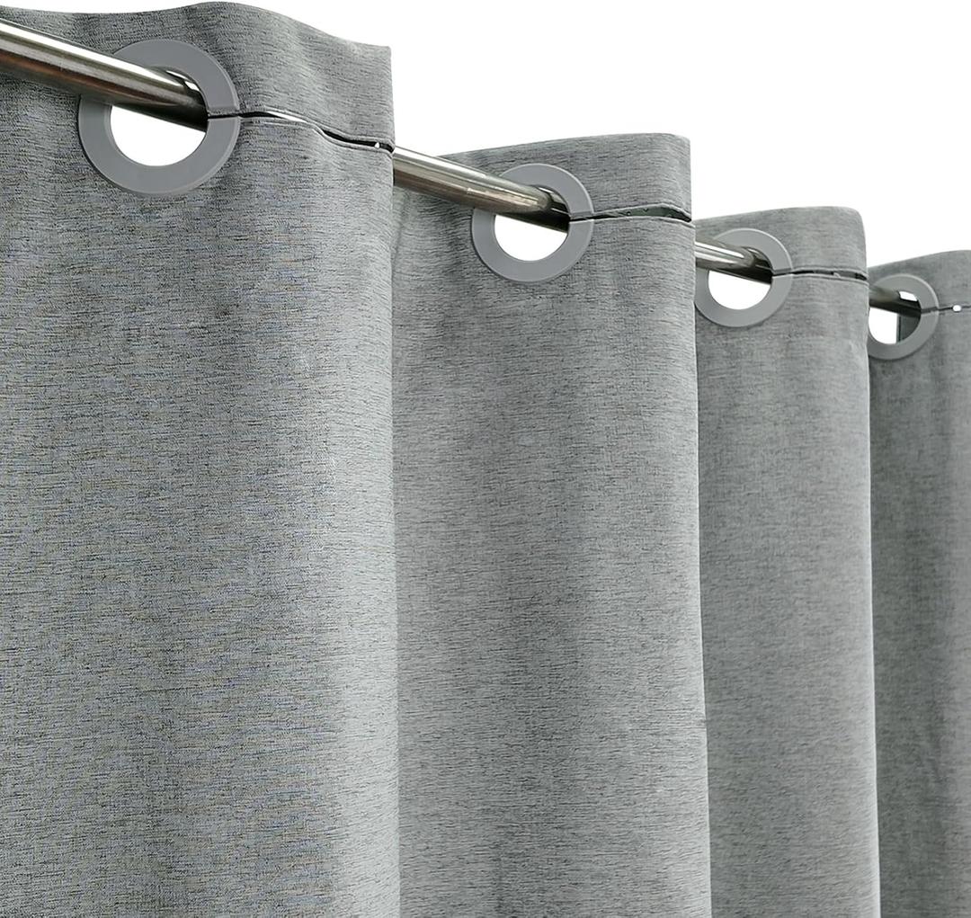 YISURE Extra Long Shower Curtain 96 Inch Linen Style, No Hook Grey Fabric Water-Resistent Shower Curtain for Bathroom, Machine Washable, 72x96''