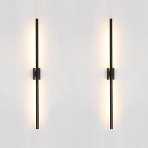 Only Suitable for Small Junction Box Set of 2 Dimmable Hardwired Linear Black LED Wall Sconce Narrow Small Base 40 Inch Vanity Wall Light for Living Room Bedroom (2 Pack, 40'', Black, Dimmable)