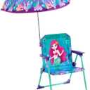 WERNNSAI Kids Beach Chair with Umbrella, Toddler Outdoor Folding Camping Chair with Canopy Sun Shade for Beach Pool Travel Picnic for Age 1-3 (Mermaid), 9.8"D x 13.7"W x 27"H