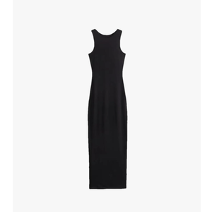 Women's Solid O-Neck Sleeveless Long Dress Women Ankle-Length Slim Fit Party Dresses, L