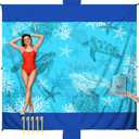 Sea Turtle Beach Blanket Sandproof Waterproof Extra Large Blanket for 1-6 Adults Size 78"x86" with Ground Mails,Pouch Bag, Anti Sand,Skin Friendly Machine Washable Outdoor Blanket