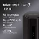 NETGEAR Nighthawk Dual-Band WiFi 7 Router (RS140) - Router Only, BE5000 Wireless Speed (up to 5.0 Gbps) - Covers up to 2,250 sq. ft., 80 Devices - 2.5 Gig Internet Port Free Expert Help