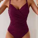 B2prity Women's One Piece Swimsuit Tummy Control Criss Cross Slimming Bathing Suit Full Coverage Swim Suit V Neck Swimwear (L)
