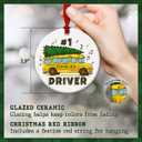 2 x Bus Driver Appreciation Ornament - Thank You Gifts for School Drivers or Monitor with Inspirational Message, End of Year or Holiday Bus Driver Gift
