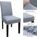Dining Room Chair Covers Set of 8, Stretch Solid Color Parsons Chair Slipcovers Spandex Removable Washable Kitchen Chair Protector Cover for Dining Room, Hotel, Ceremony(Light Grey)