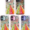 for iPhone 16 Case Cute - Durable Shockproof 6.6 ft Drop Impact Phone Case - Funny ET Alien Design (6.1") Glitter Pink