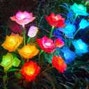 Solar Garden Lights, 6 Pack Upgraded Garden Decor LED Lights with 30 Rose Flowers, IP65 Waterproof 7 Color Changing Flowers, Outdoor Solar Lights for Garden Decorations, Gifts for Valentine's Day