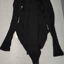 MANGOPOP Women's Mock Turtle Neck Sleeveless Long Sleeve Tops Bodysuit Jumpsuit, M 