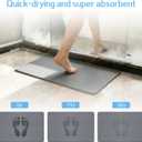 Stone Bath Mat, Diatomite Fast Drying Non Slip Stone Shower Mat, Super Absorbent for Bathroom & Kitchen, Multi-Use as Pet Mat, Easy to Clean 16"x24", Gray