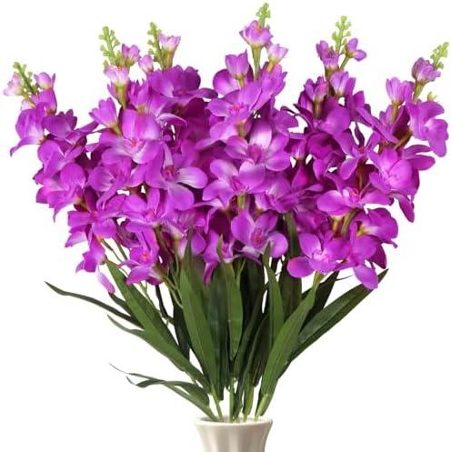 ICBOX Delphinium Artificial Flowers,6PCS Hyacinth Artificial Flowers Fake Snapdragons Long Stem Flowers for Tall Vase Wedding Party Table Centerpieces Home Decor(Fuchsia)