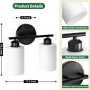 2-Light Bathroom Light Fixtures, Black Modern Vanity Lights with Milky White Frosted Glass Shades, Bathroom Wall Lamp for Kitchen Living Room Hallway