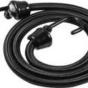 36 inch Bungee Cords with Hooks Heavy Duty, 4 Pack and 10mm Dia Black Color Cord, Marine Grade Hooks with Plastic Coating Process