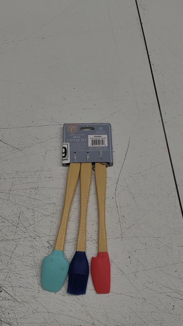 1765 - Kitchen 3 Piece Mini Utensil Set Silicone 8.25" Handles Multi Color  WQ14