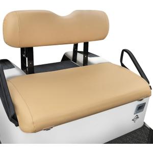 NOKINS Leather Front Golf Cart Seat Covers Fit EZGO TXT 1994-2013/EZGO RXV OEM Ordinary Front Seat Cushion,Smooth and Simple Style,No Stapler,Golf Cart Vinyl Waterproof Replacement Seat Cover, Tan